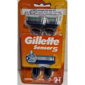 Gillette Sensor5 Disposable Razors 2 Pack 5 Blade Technology Lubricating Strip